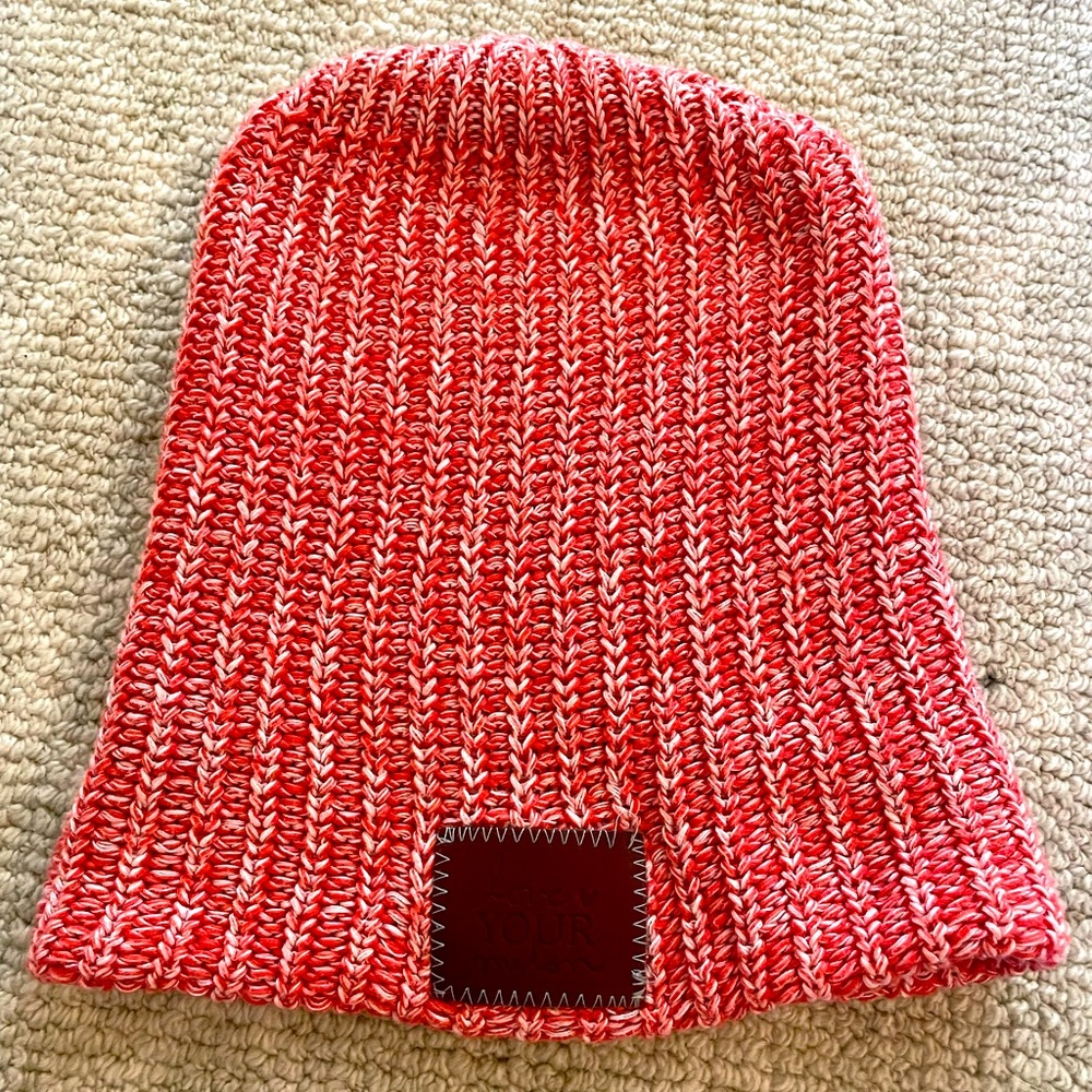 Love your melon beanie style hat red/off-white